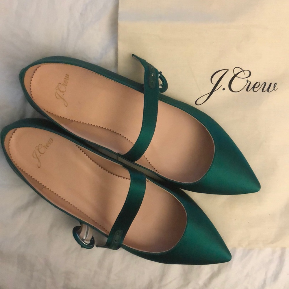 COPY - Brand New • J.Crew Pointy-Toe Satin MaryJane Flats
